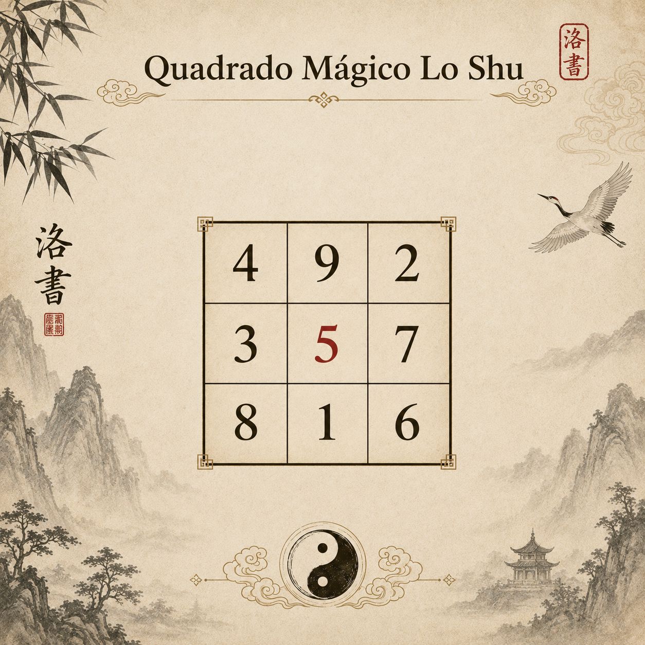 Ilustra&ccedil;&atilde;o do Quadrado M&aacute;gico Lo Shu